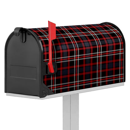 Grey Black And Red Scottish Plaid Print Mailbox Cover