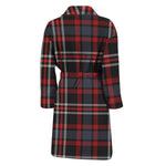 Grey Black And Red Scottish Plaid Print Men's Bathrobe