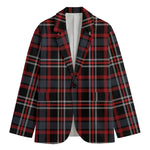 Grey Black And Red Scottish Plaid Print Men's Blazer