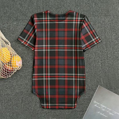 Grey Black And Red Scottish Plaid Print Men's Bodysuit