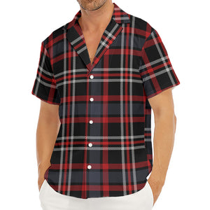 Grey Black And Red Scottish Plaid Print Men's Deep V-Neck Shirt