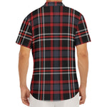 Grey Black And Red Scottish Plaid Print Men's Deep V-Neck Shirt