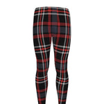Grey Black And Red Scottish Plaid Print Men's leggings