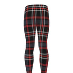 Grey Black And Red Scottish Plaid Print Men's leggings