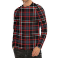 Grey Black And Red Scottish Plaid Print Men's Long Sleeve Rash Guard
