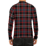 Grey Black And Red Scottish Plaid Print Men's Long Sleeve Rash Guard