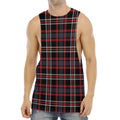 Grey Black And Red Scottish Plaid Print Men's Muscle Tank Top