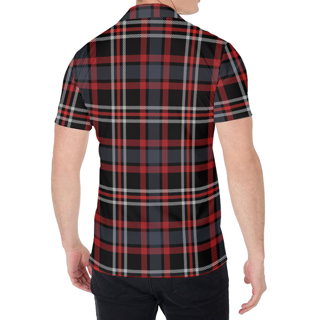 Grey Black And Red Scottish Plaid Print Men's Shirt