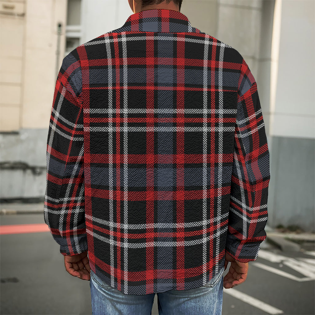 Grey Black And Red Scottish Plaid Print Men's Shirt Jacket