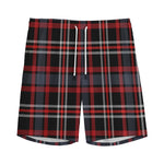 Grey Black And Red Scottish Plaid Print Men's Sports Shorts
