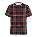 Grey Black And Red Scottish Plaid Print Men's Athletic T-Shirt