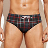 Grey Black And Red Scottish Plaid Print Men's Swim Briefs