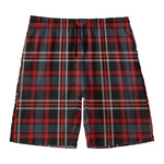 Grey Black And Red Scottish Plaid Print Men's Swim Trunks