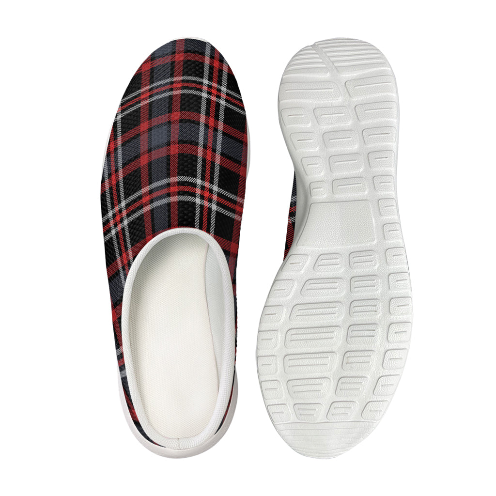 Grey Black And Red Scottish Plaid Print Mesh Casual Shoes