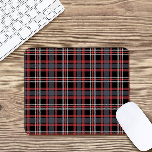 Grey Black And Red Scottish Plaid Print Mouse Pad