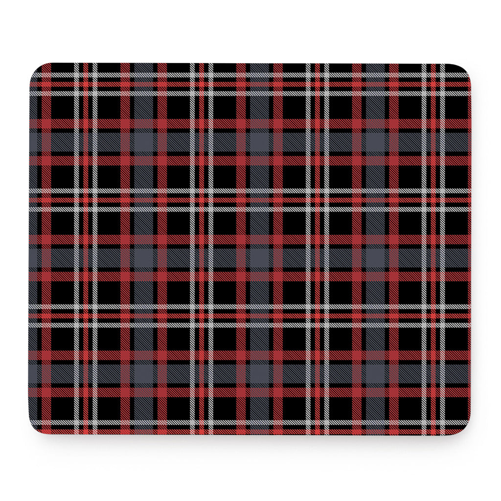 Grey Black And Red Scottish Plaid Print Mouse Pad