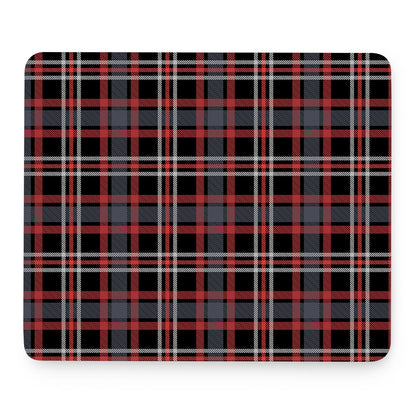 Grey Black And Red Scottish Plaid Print Mouse Pad
