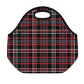 Grey Black And Red Scottish Plaid Print Neoprene Lunch Bag