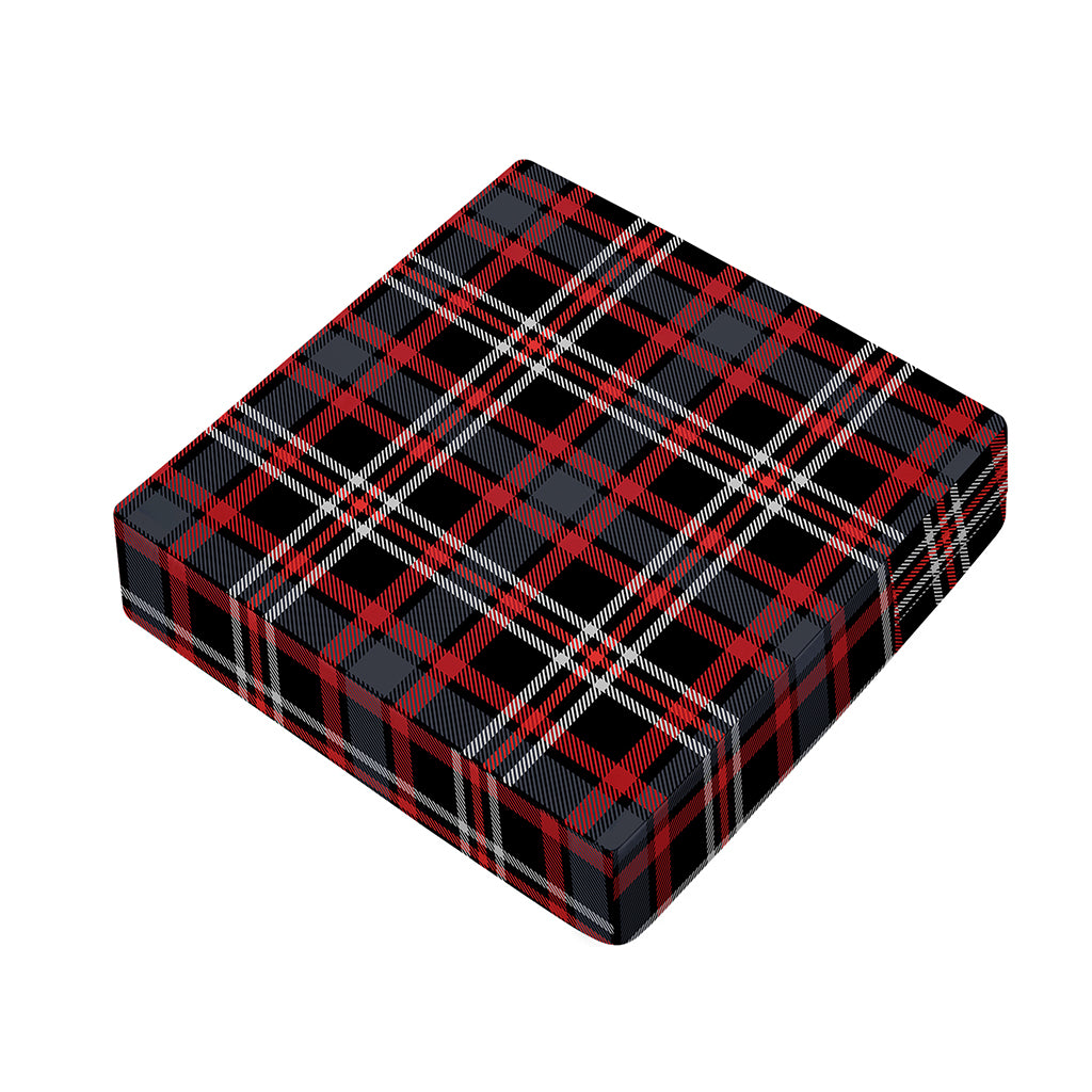 Grey Black And Red Scottish Plaid Print Outdoor Seat Cushion Cover