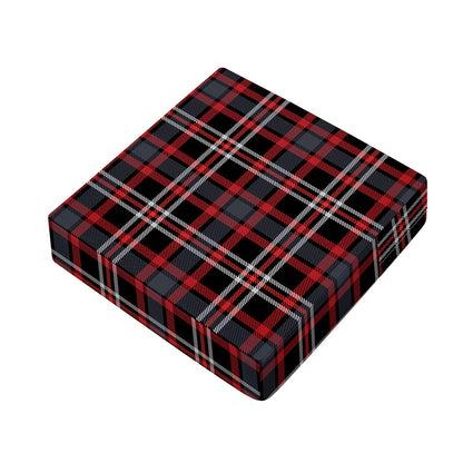 Grey Black And Red Scottish Plaid Print Outdoor Seat Cushion Cover