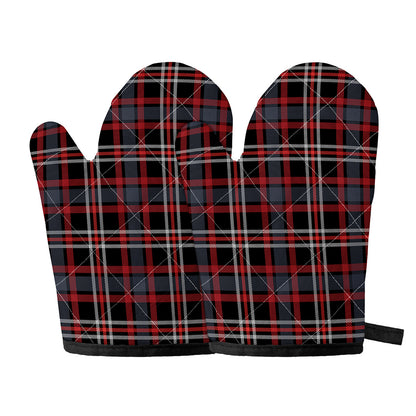 Grey Black And Red Scottish Plaid Print Oven Mitts