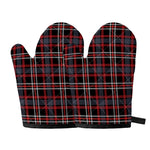 Grey Black And Red Scottish Plaid Print Oven Mitts