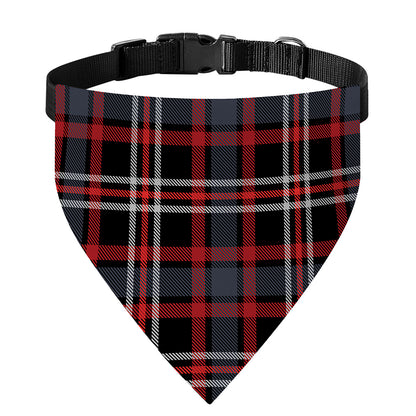 Grey Black And Red Scottish Plaid Print Over The Collar Dog Bandana