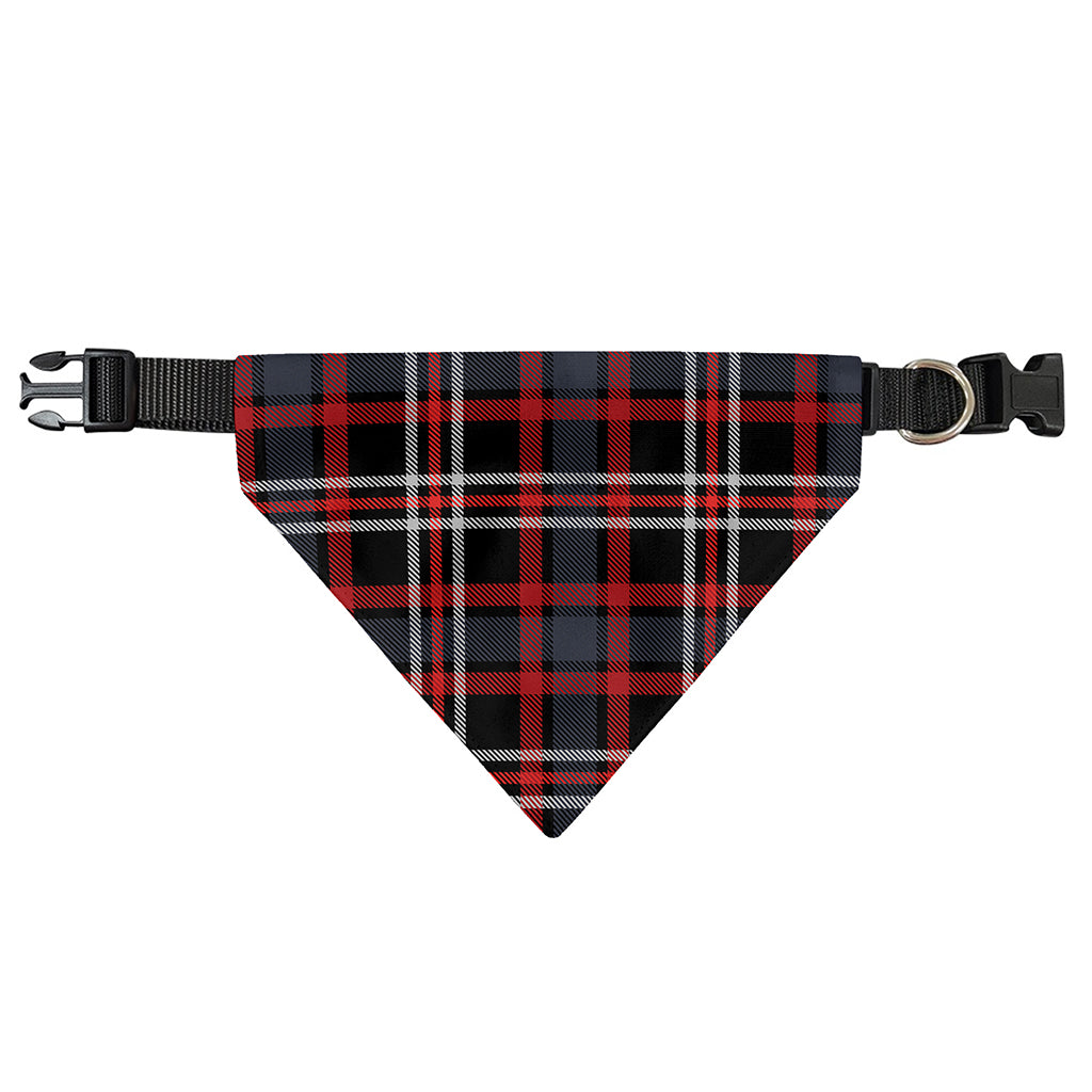 Grey Black And Red Scottish Plaid Print Over The Collar Dog Bandana