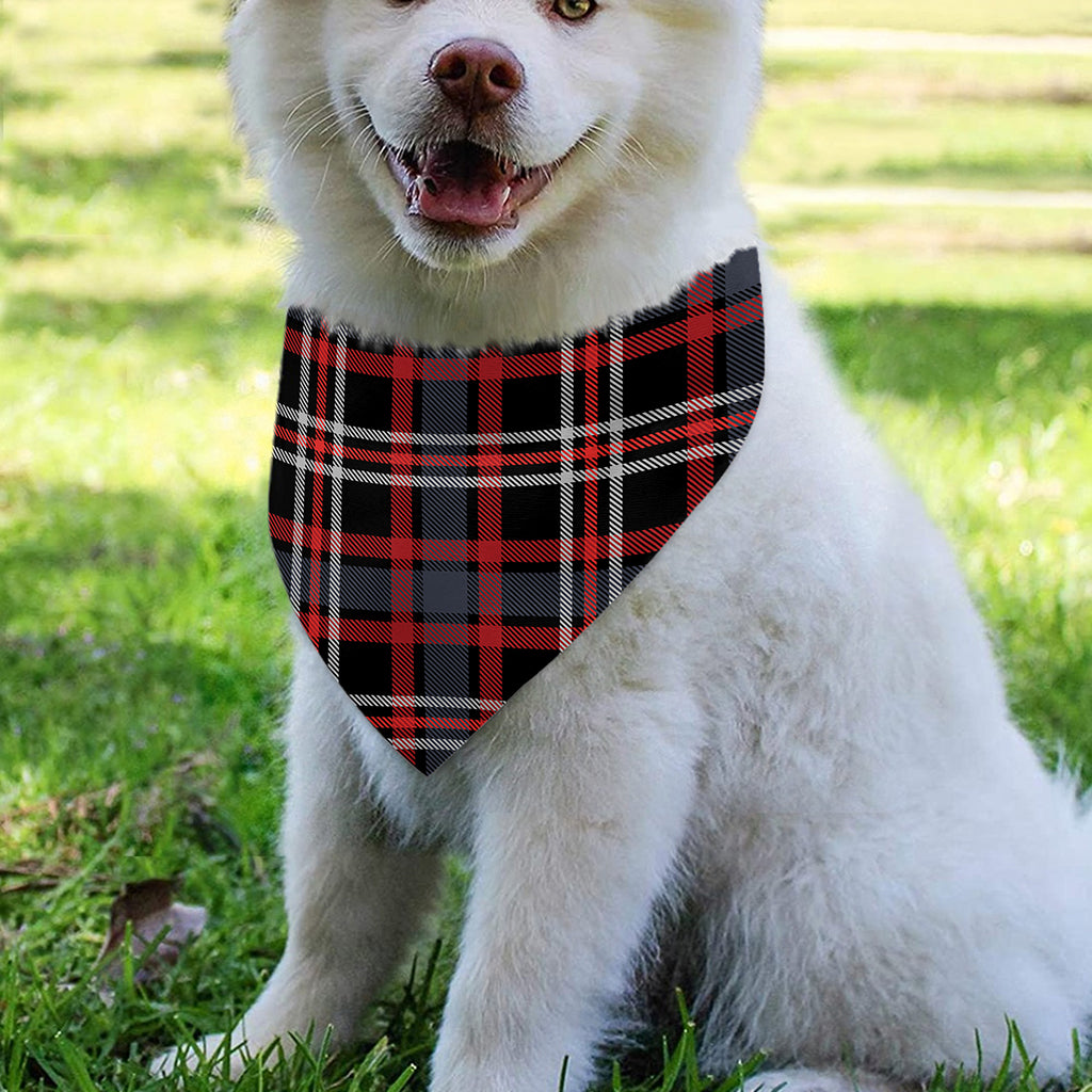 Grey Black And Red Scottish Plaid Print Over The Collar Dog Bandana