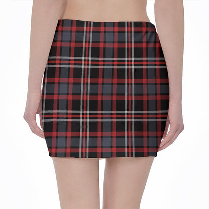 Grey Black And Red Scottish Plaid Print Pencil Mini Skirt