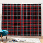 Grey Black And Red Scottish Plaid Print Pencil Pleat Curtains