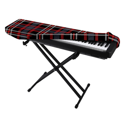 Grey Black And Red Scottish Plaid Print Piano Keyboard Cover
