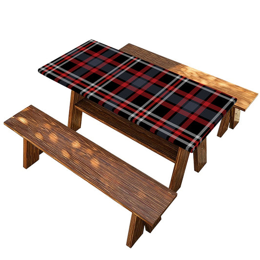 Grey Black And Red Scottish Plaid Print Picnic Table Cover