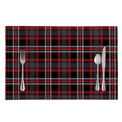Grey Black And Red Scottish Plaid Print Placemat