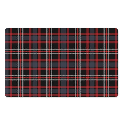Grey Black And Red Scottish Plaid Print Polyester Doormat