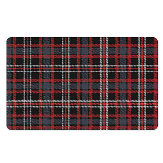 Grey Black And Red Scottish Plaid Print Polyester Doormat