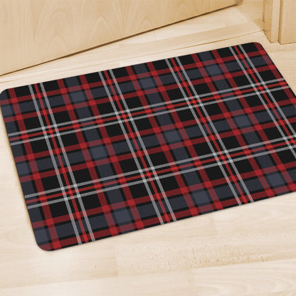 Grey Black And Red Scottish Plaid Print Polyester Doormat