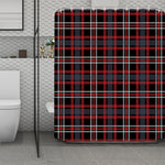 Grey Black And Red Scottish Plaid Print Polyester Shower Curtain
