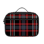 Grey Black And Red Scottish Plaid Print Portable Lunch Bag