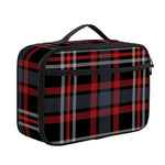 Grey Black And Red Scottish Plaid Print Portable Lunch Bag