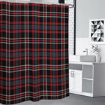 Grey Black And Red Scottish Plaid Print Premium Shower Curtain