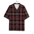 Grey Black And Red Scottish Plaid Print Rayon Hawaiian Shirt