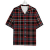 Grey Black And Red Scottish Plaid Print Rayon Hawaiian Shirt