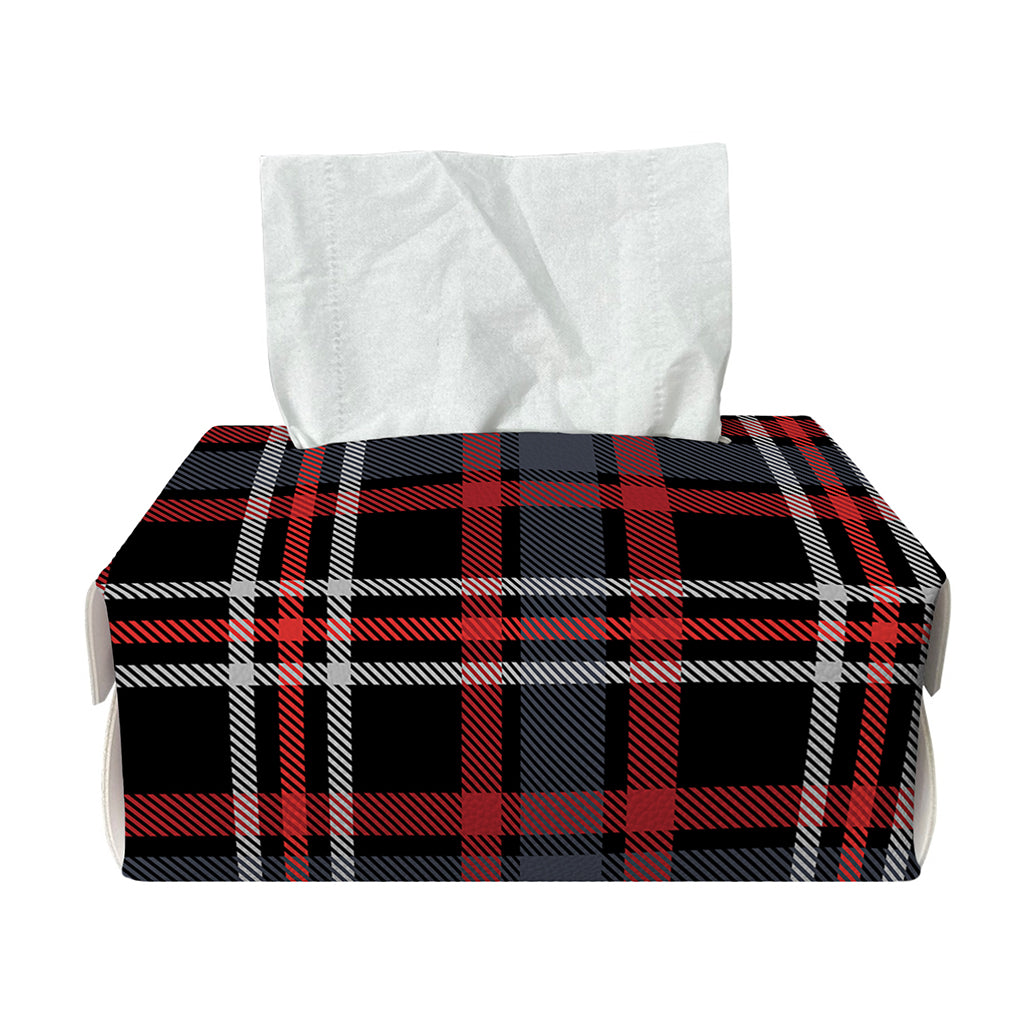 Grey Black And Red Scottish Plaid Print Rectangle Tissue Box Cover