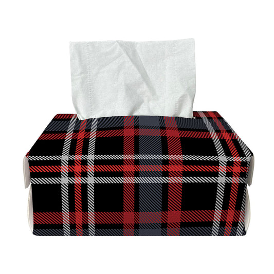 Grey Black And Red Scottish Plaid Print Rectangle Tissue Box Cover