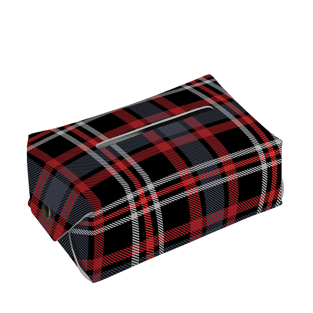 Grey Black And Red Scottish Plaid Print Rectangle Tissue Box Cover