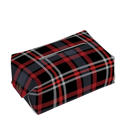 Grey Black And Red Scottish Plaid Print Rectangle Tissue Box Cover