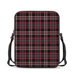 Grey Black And Red Scottish Plaid Print Rectangular Crossbody Bag