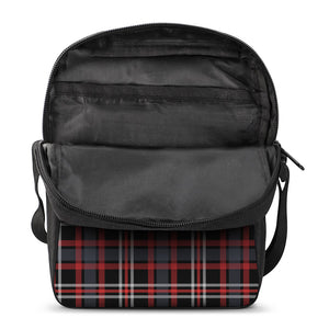 Grey Black And Red Scottish Plaid Print Rectangular Crossbody Bag