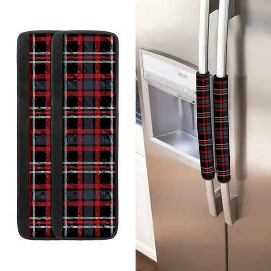 Grey Black And Red Scottish Plaid Print Refrigerator Handle Covers